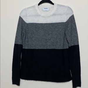 White to black striped sweater